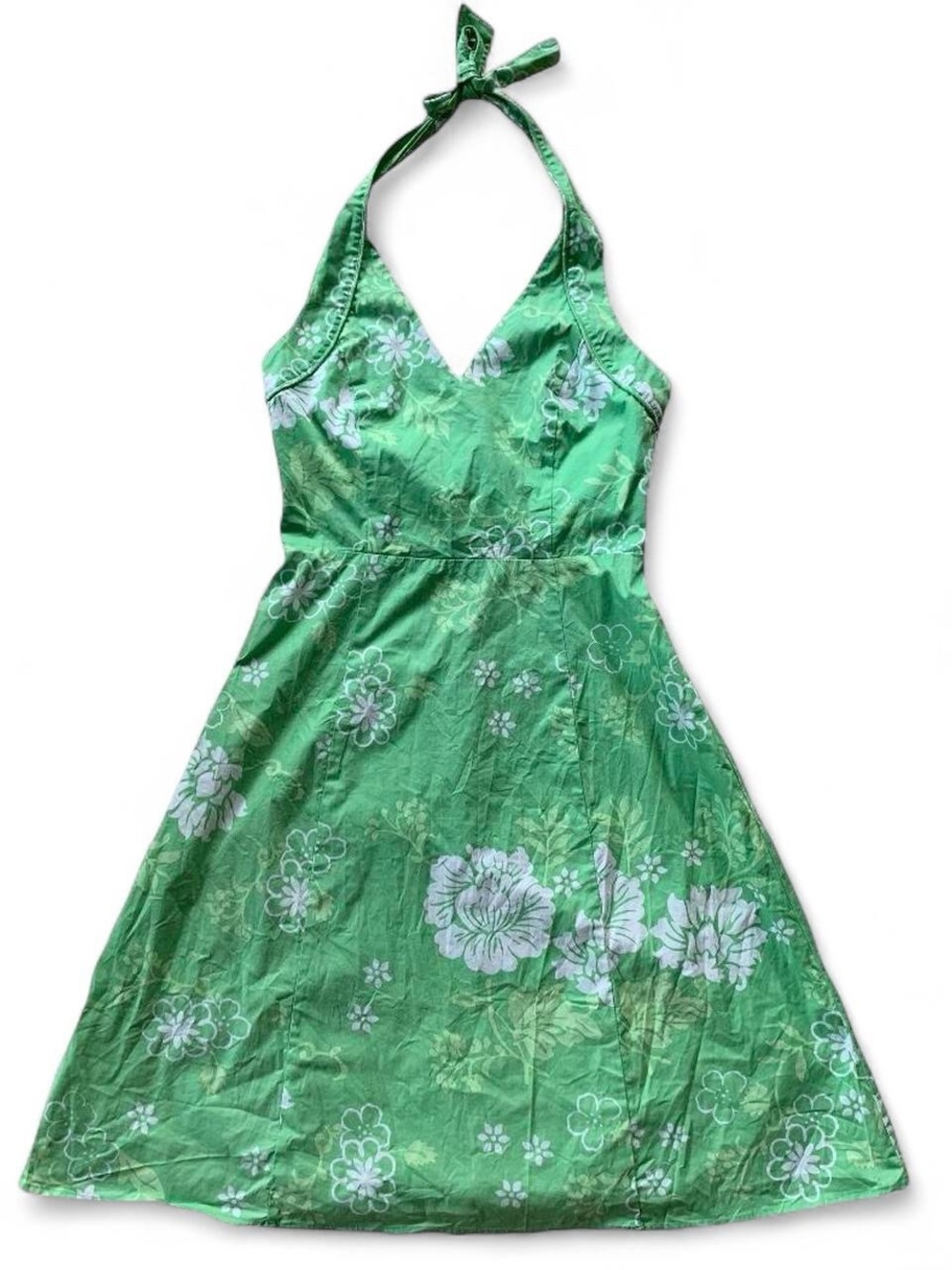 Smart Set Green & White Tropical Floral Print Halter Sundress Size 1